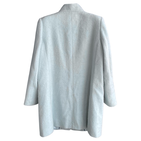 Ann Taylor Loft Funnel Neck Mint Blue Wool Blend Coat L Chic Lined Winter Jacket - Picture 4 of 9